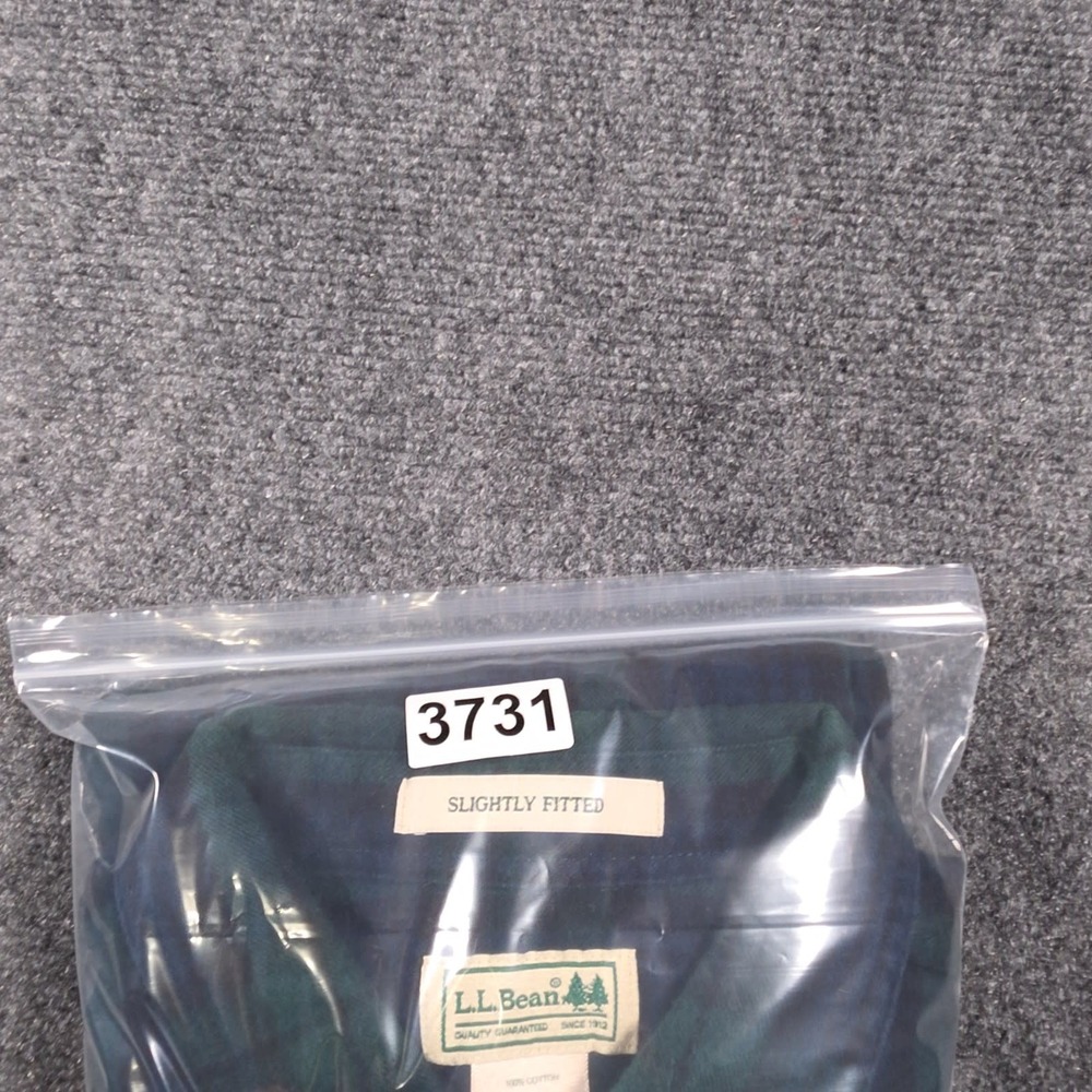 LL Bean Scotch Plaid Flannel Shirt Mens LT Tall Green Plaid Button Down Cozy - Picture 10 of 10